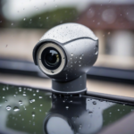 The solar security camera system monitoring a wide driveway and front yard at dusk
