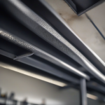 Garage with overhead storage rack fully loaded with plastic bins, keeping floor completely clear