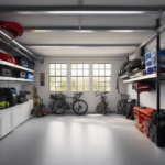 Overhead garage storage rack installed in a clean, organized garage