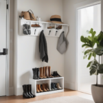 Over the door shoe organizer installed on a bedroom closet door showing filled pockets